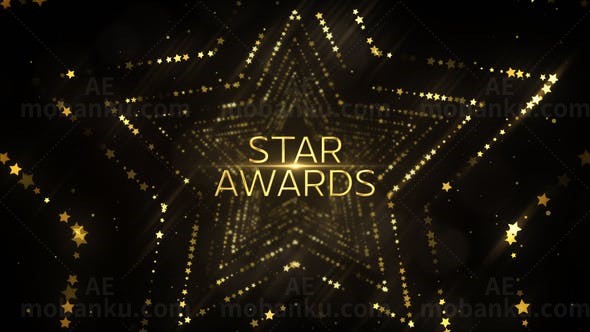 时尚金黄星状粒子明星颁奖典礼文字标题片头AE模板