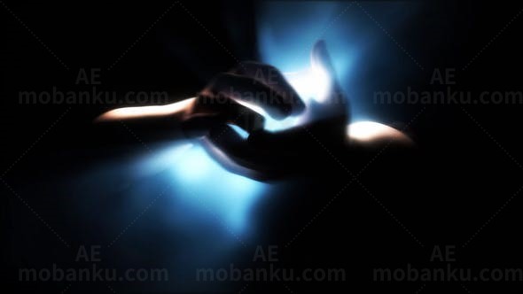 魔幻双手开合高光聚焦展示Logo标志AE模板