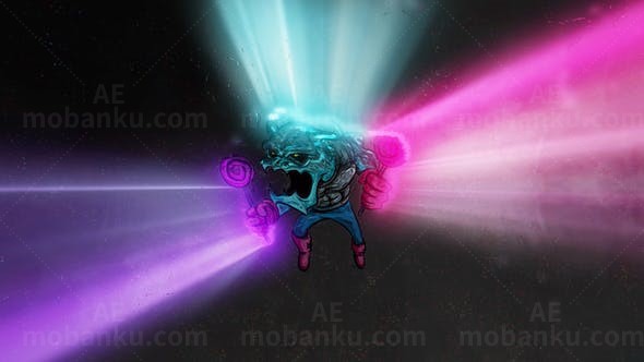 电影播放机无影彩色光线标志Logo片头演绎AE模板