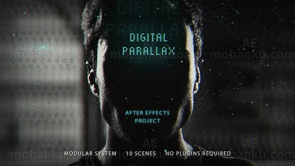 画面粒子破碎转场效果视差展示AE模板