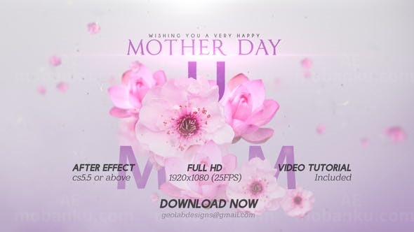 母亲节温馨祝福标题展示动画演绎AE模板