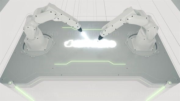 3D机械手动画激光绘制标志展示AE模板