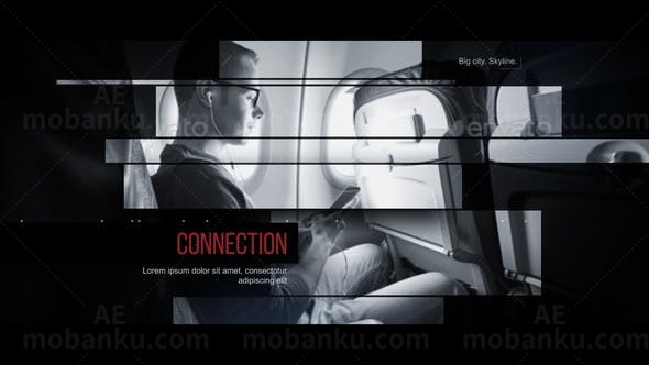 工业建筑条纹移动切换转场过渡效果AE模板