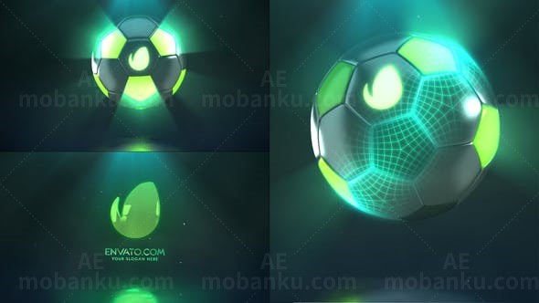 高科技透光足球标志动画展示宣传AE模板