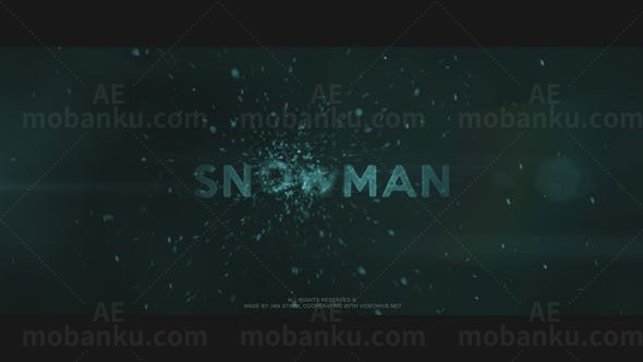 粒子状雪花背景墨绿文字标题展示AE模板