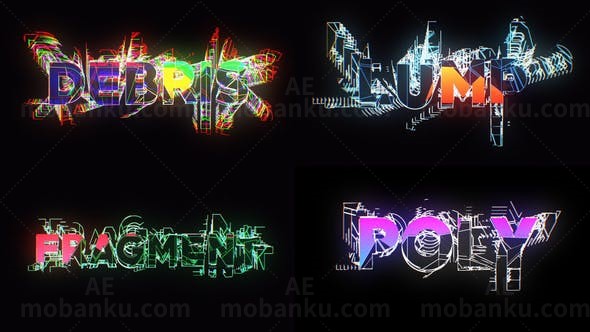 线条形状扭曲叠影特效标题展示AE模板