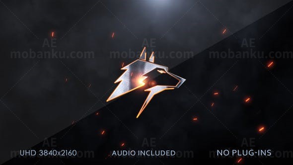 火焰火花爆破效果标志展示AE模板