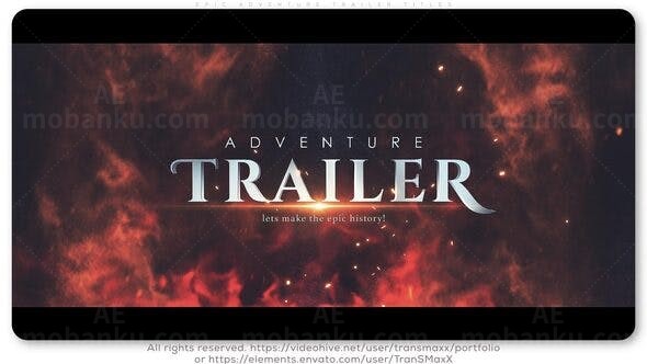 史诗冒险电影火焰粒子片头标题展示AE模板