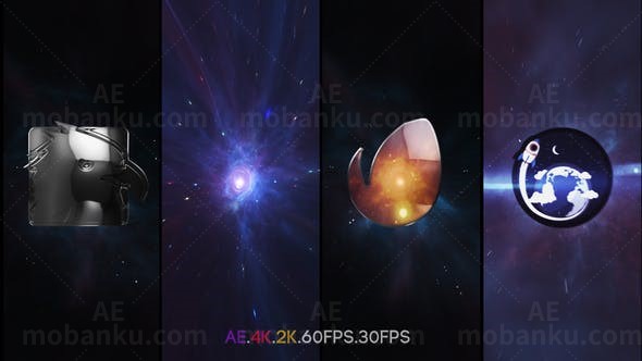 太空星云漩涡虫洞隧道标志片头AE模板