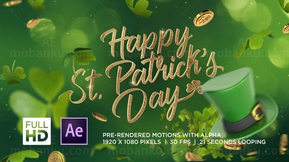 魔术帽撒绿叶金币片头展示AE模板