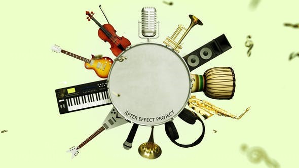 音乐乐器工作室动态片头AE模板