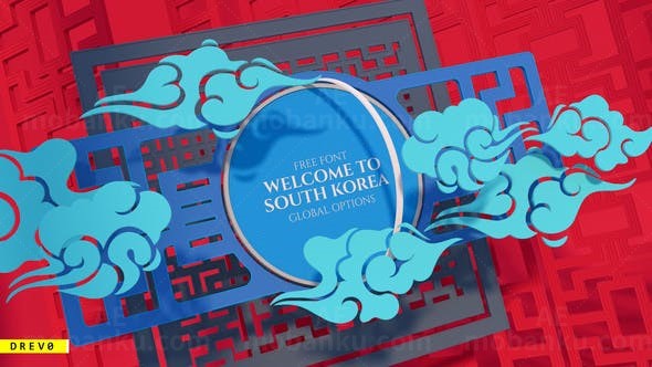 卡通东方亚洲元素片头展示AE模板