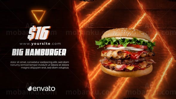 餐厅菜单美食特价促销动感火焰展示AE模板