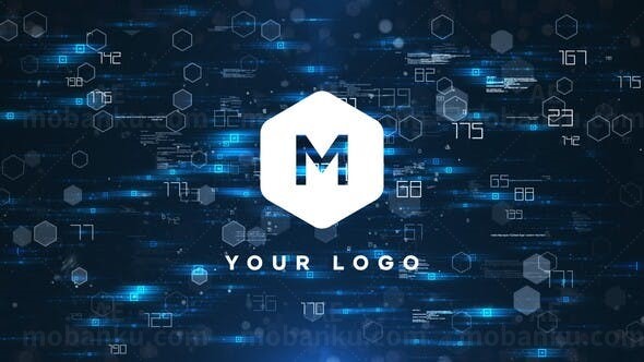 科技感数字变换Logo标志展示AE模板