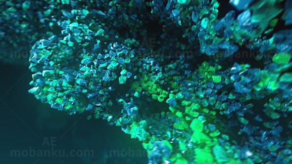 神秘水底岩石群蓝色珊瑚标志动画AE模板