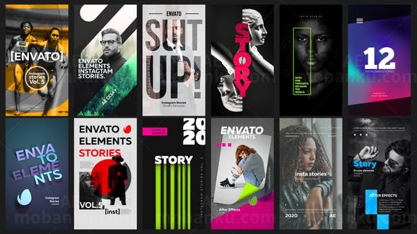 手机端Instagram故事视频包展示AE模板