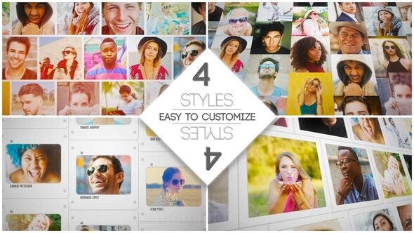 瀑布流照片滚动转标志片头AE模板