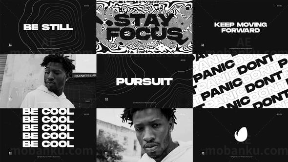 黑白风格动态潮流运动片头AE模板