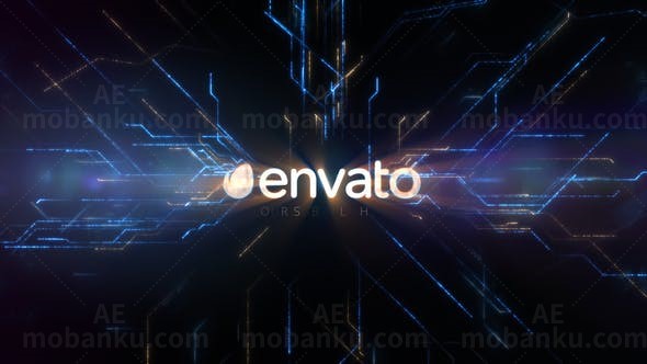 电路突发电流史诗科技标志标题展示AE模板