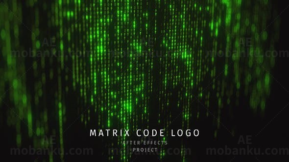 数字代码飞瀑流动矩阵标志动画AE模板