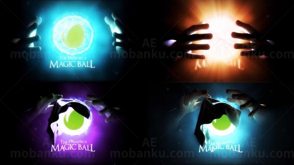 神秘光球掀开标志展示AE模板