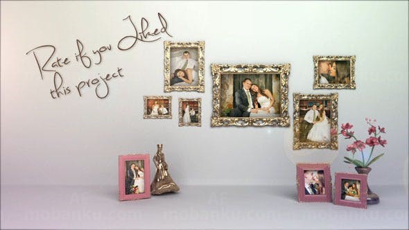 纯洁的爱情人节婚礼家庭相册AE模板