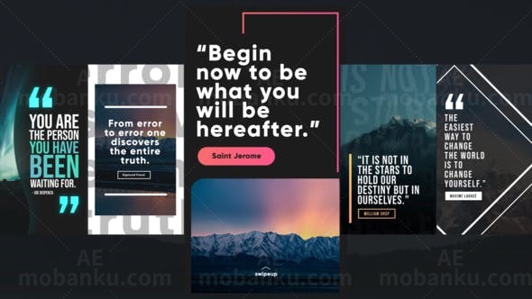 手机端引号文字标题展示AE模板