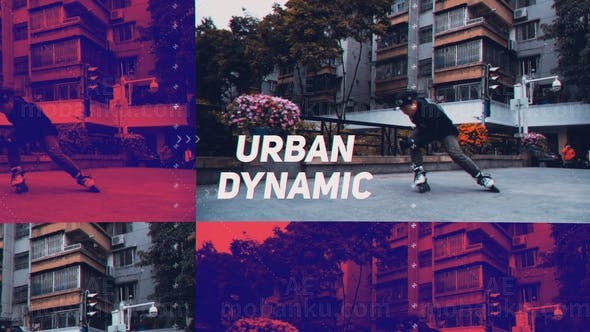 动态城市轮滑滑板自行车视频展示AE模板