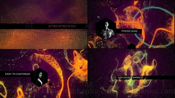 多彩绘画流体效果片头展示AE模板