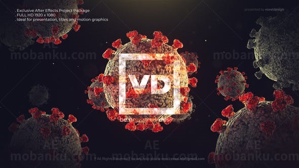 新冠病毒标志片头展示AE模板