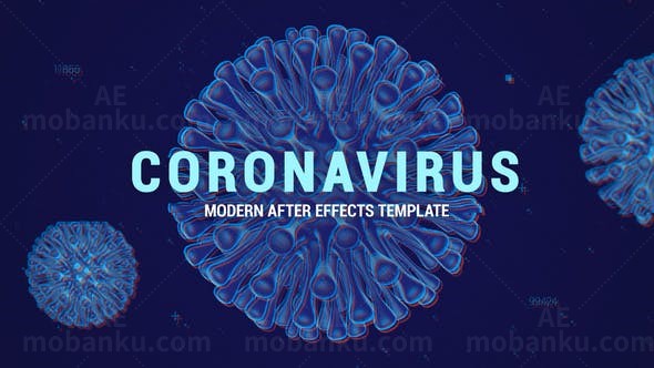 旋转新冠病毒背景标题介绍展示AE模板