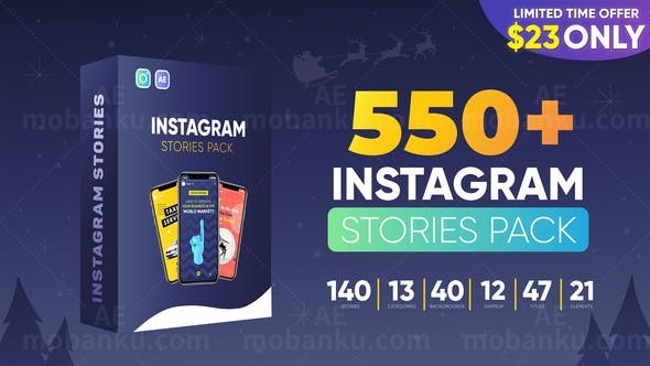 现代手机端流行元素视频包促销展示AE模板