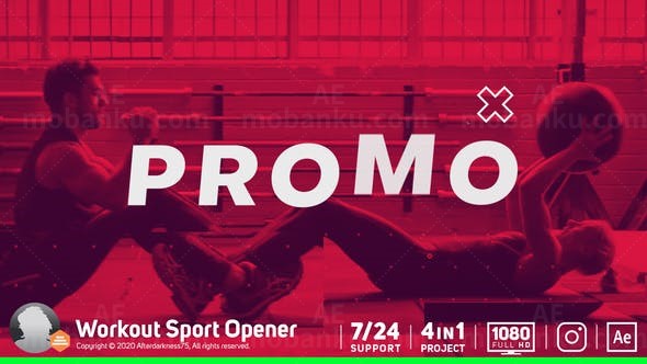 节奏闪烁动态体育锻炼运动片头AE模板