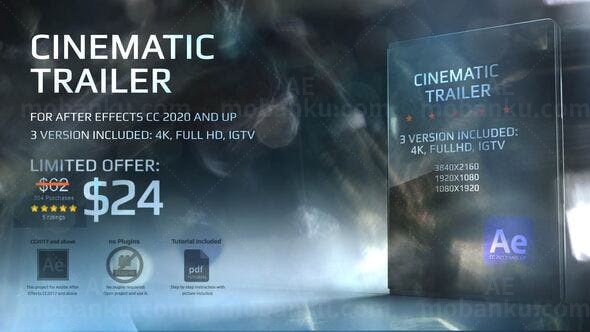 暗黑风格动作影视预告片介绍展示AE模板