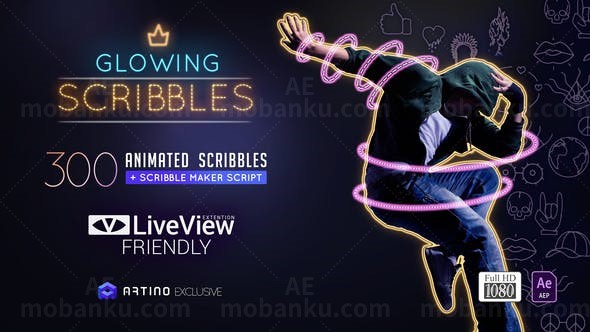 发光涂鸦霓虹闪烁效果包促销宣传AE模板