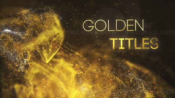 金色粒子流膨胀挥发飘扬效果标题展示AE模板