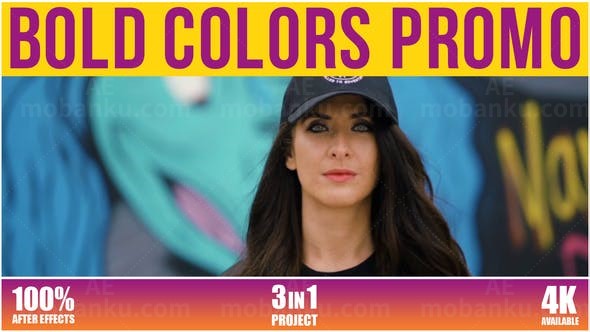 超大文本鲜艳彩色文字标题宣传片展示AE模板