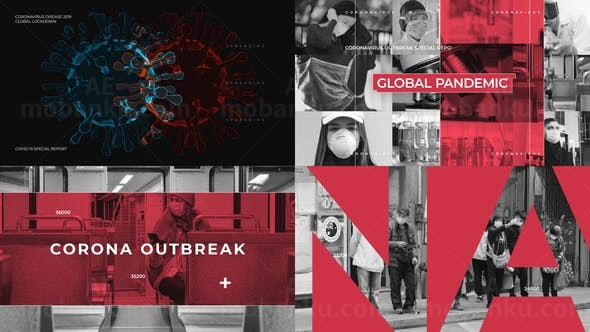 冠状病毒影带拖车效果片头展示AE模板