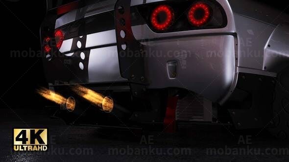 喷火发动汽车漂移标志动画展示AE模板