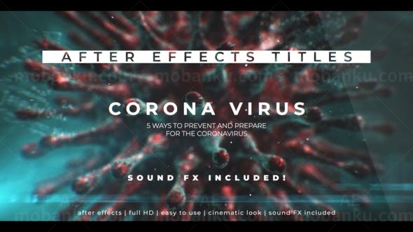 3D旋转冠状病毒电晕效果标题展示AE模板