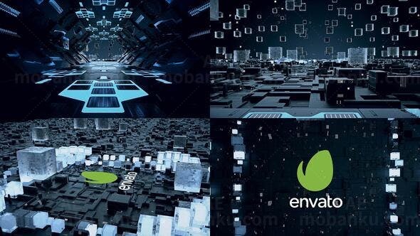 立方三维玻璃显示科技标志动画AE模板