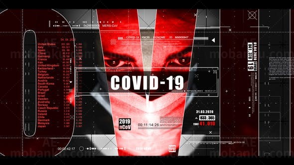 疫情传播数字故障效果片头展示AE模板