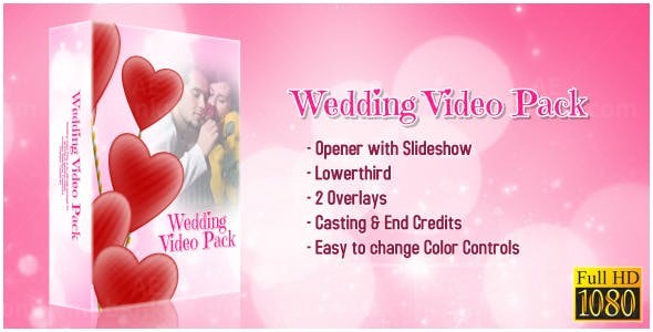 婚礼视频整体包装片头片尾文字栏AE模板