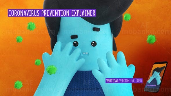 卡通形象病毒防护宣传解说展示AE模板