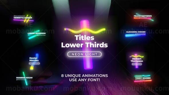 霓虹光效背景点亮版式标题字幕展示AE模板