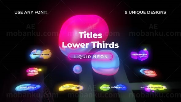 彩色流体霓虹效果背景标题字幕展示AE模板