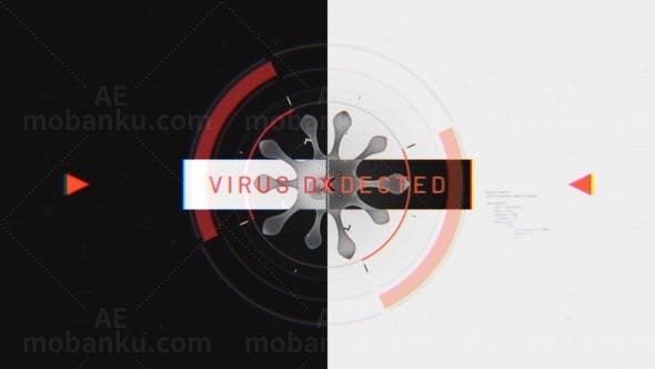 新冠病毒故障效果片头展示AE模板