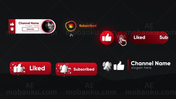 订阅按钮元素用户界面模板展示AE模板