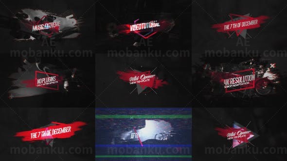 黑白风格快节奏动态体育运动片头AE模板