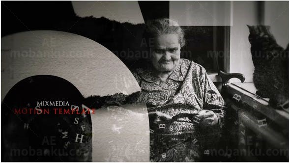 黑白风格复古纸张历史片头AE模板